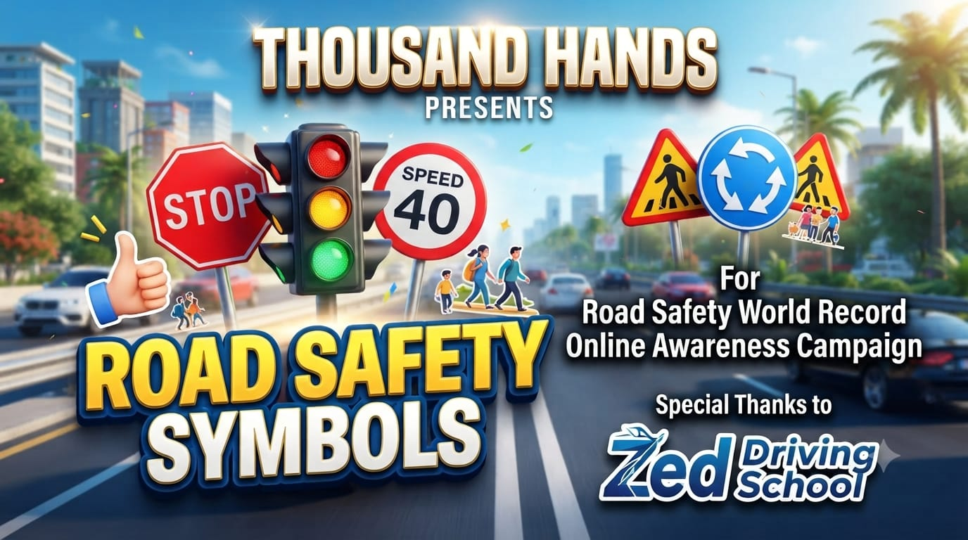 Road safety symbols banner